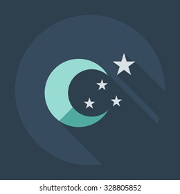 Flat modern design with shadow icons moon