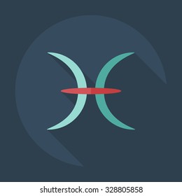Flat modern design with shadow icons fish