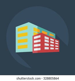 Flat modern design with shadow icons building