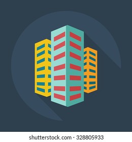 Flat modern design with shadow icons building