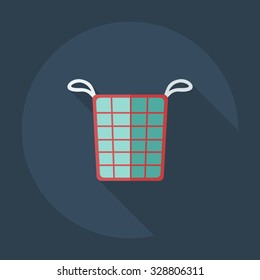 Flat modern design with shadow icons basket of dirty clothes