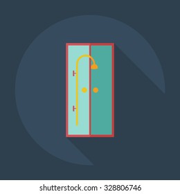 Flat modern design with shadow icons shower room 
