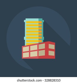 Flat modern design with shadow icons building
