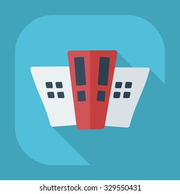 Flat modern design with shadow icons building