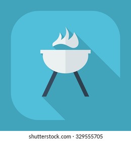 Flat modern design with shadow icons barbecue