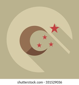 Flat modern design with shadow icons moon