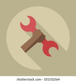 Flat modern design with shadow icons wrench