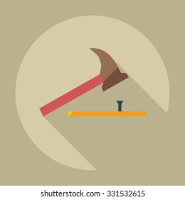 Flat modern design with shadow icons hammer