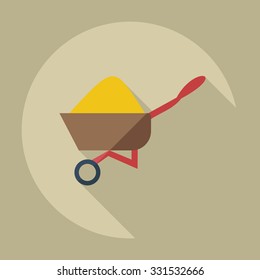 Flat modern design with shadow icons wheelbarrow