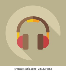 Flat modern design with shadow icons headphones