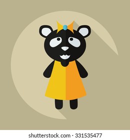 Flat modern design with shadow icons panda girl