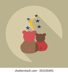 Flat modern design with shadow icons panda love