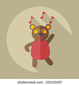 Flat modern design with shadow icons panda dances