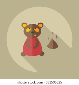Flat modern design with shadow icons panda turd