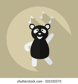 Flat modern design with shadow icons panda dances