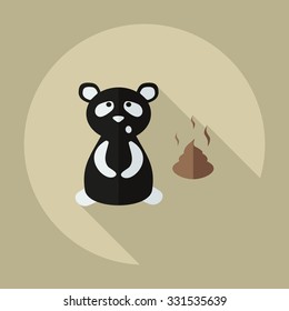 Flat modern design with shadow icons panda turd