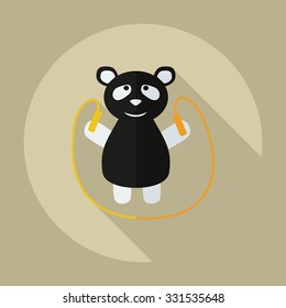 Flat modern design with shadow icons panda athlete