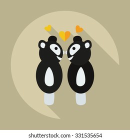 Flat modern design with shadow icons panda love