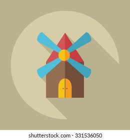 Flat modern design with shadow icons mill