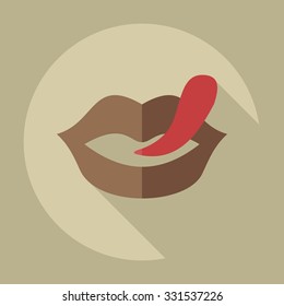 Flat modern design with shadow icons lips