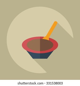 Flat modern design with shadow icons baby porridge
