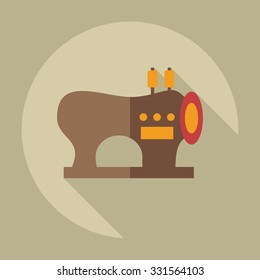 Flat modern design with shadow icons sewin machine