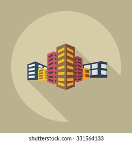 Flat modern design with shadow icons building