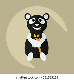 Flat modern design with shadow icons panda eating