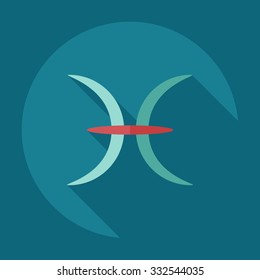 Flat modern design with shadow icons fish