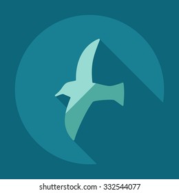 Flat modern design with shadow icons seagull