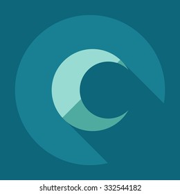Flat modern design with shadow icons moon