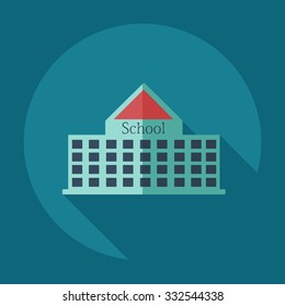 Flat modern design with shadow icons school building