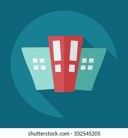Flat modern design with shadow icons building