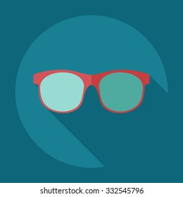Flat modern design with shadow icons glasses