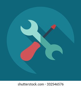Flat modern design with shadow icons wrench