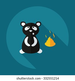 Flat modern design with shadow icons panda turd