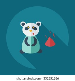 Flat modern design with shadow icons panda turd