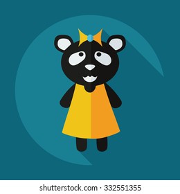Flat modern design with shadow icons panda girl