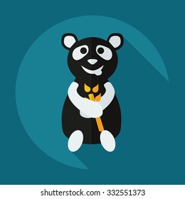 Flat modern design with shadow icons panda eating