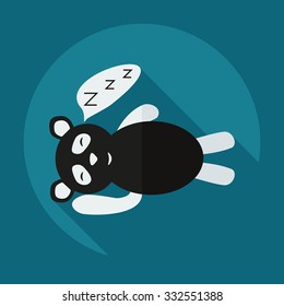 Flat modern design with shadow icons panda sleeps