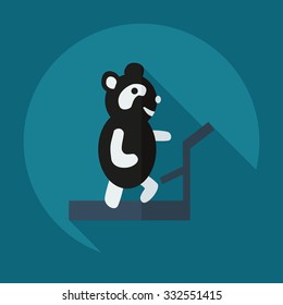 Flat modern design with shadow icons panda athlete