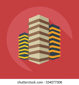Flat modern design with shadow icons building