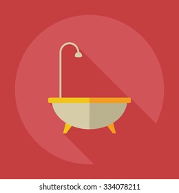 Flat modern design with shadow icons bathtub
