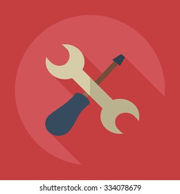 Flat modern design with shadow icons wrench