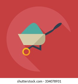 Flat modern design with shadow icons wheelbarrow