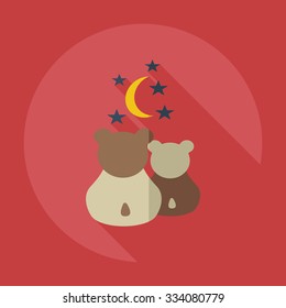 Flat modern design with shadow icons panda love