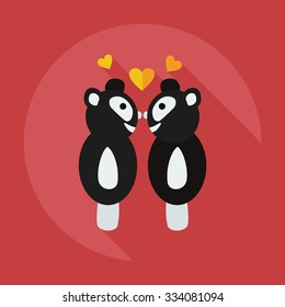 Flat modern design with shadow icons panda love