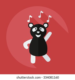 Flat modern design with shadow icons panda dances