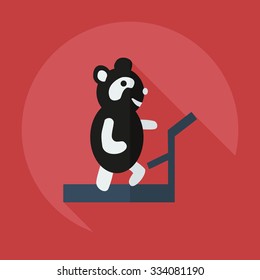 Flat modern design with shadow icons panda athlete