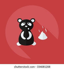 Flat modern design with shadow icons panda turd